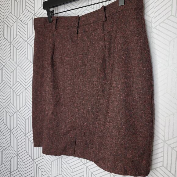 Burgundy Saks Fifth Ave Black Label Tweed Skirt Sz 14 - Picture 5 of 11